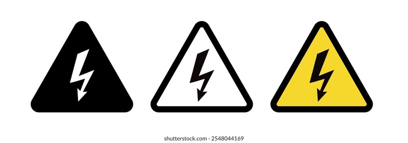  Alto voltaje, señal de advertencia con el perno del rayo - Ilustración vectorial