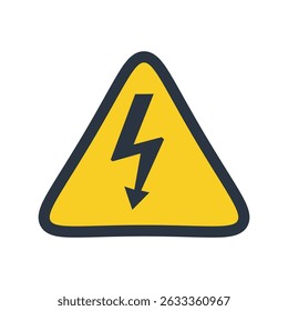 Sinal de aviso de alta tensão em triângulo amarelo, ícone do vetor de alerta de risco de eletricidade para perigo e segurança