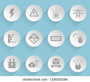 high voltage web icons on light paper circles