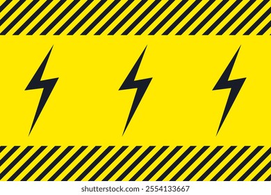 High voltage yellow warning tape. Perfect seamless vector illustration.