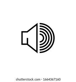 High volume loudspeaker vector icon in linear, outline icon isolated on white background