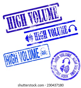 High volume stamps. Different shape vector rubber stamp illustrations 