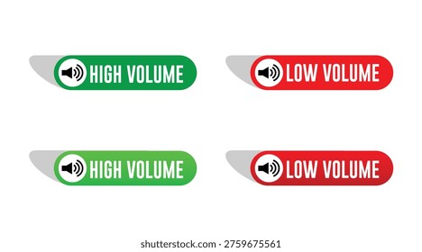 High Volume vs Low Volume Button Icons – Green and Red Sound Controls UI Design