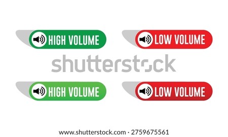 High Volume vs Low Volume Button Icons – Green and Red Sound Controls UI Design