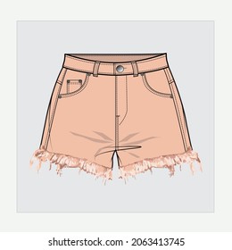 HIGH WAIST DENIM JEANS SHORTS FOR GIRLS AND WOMEN BOTTOM WEAR VECTOR ILLUSTRATION