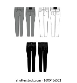 High Waist Pants Fashion Flat Templates