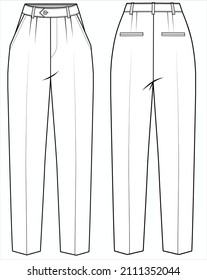 HIGH WAIST STRAIGHT FIT BOTTOM FOR WOMEN CORPORATE WEAR IN EDITABLE VECTOR FILE
