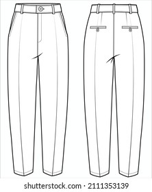 HIGH WAIST TAPERED FIT BOTTOM FOR WOMEN CORPORATE WEAR IN EDITABLE VECTOR FILE