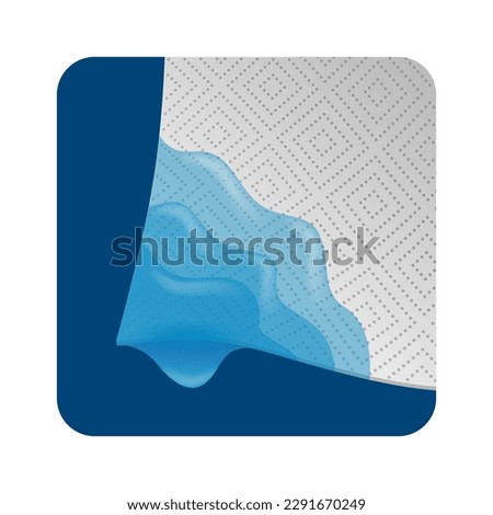 High Water Absorbing effect for paper towels. Isolated vector square icon with dry and wet material