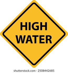 Warnschild mit hohem Wasserstand. Hochwasserzeichen und Symbol für Beschriftungen. US-Warnverkehr. Logo für Straßenwarnungen. flacher Stil.