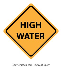 High water caution sign vector. Flood water roadways warning, Road warning sign icon..eps