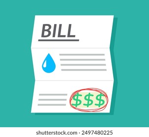 High Water Utility bill icon. Clipart image isolated on white background