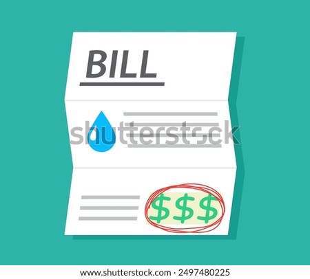 High Water Utility bill icon. Clipart image isolated on white background