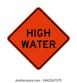 High water warning road sign