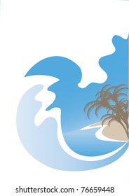 High wave ocean surf on a tropical island