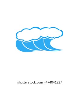 High waves with foam icon in simple style isolated on white background. Water and ocean symbol