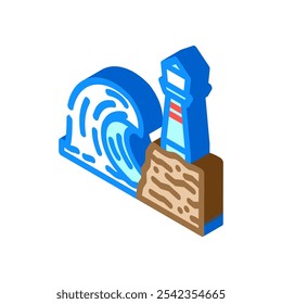 vetor de ícone isométrico de desastre de furacão de ondas altas. sinal de desastre de furacão de ondas altas. ilustração de símbolo isolado