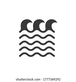 High waves on the sea. Icon. Weather glyph vector illustration