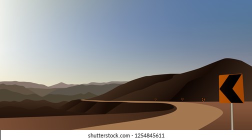 High way crook road country scape and background mountain graphic vector