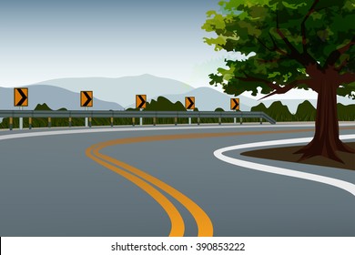 high way crook road country scape and background mountain vector