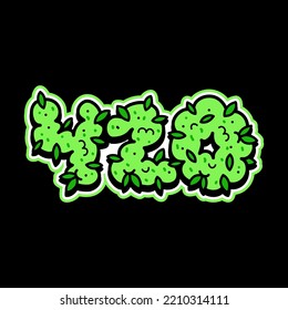 High weed bud quote text slogan print design. Vector doodle cartoon character illustration logo design. High word quote text slogan print design for poster, t-shirt concept
