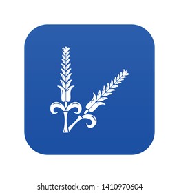 High wheat icon blue vector isolated on white background