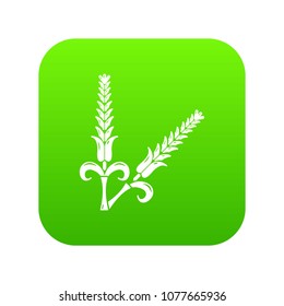 High wheat icon green vector isolated on white background