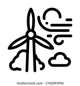 Symbol für Hochwindenergiemühlen Schild mit hoher Windenergie. Kontursymbol