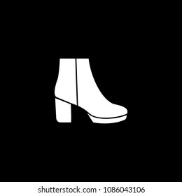 High woman boot icon. Silhouette High woman boot vector icon for web design isolated on black background