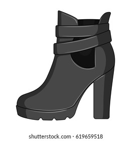 High women red shoes for everyday wear .Different shoes single icon in monochrome style vector symbol stock illustration.