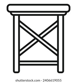 High wooden chair icon outline vector. Outdoor furniture. Plan wood swing