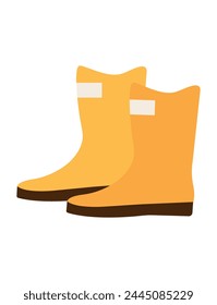 High yellow rubber boots. High yellow boots icon. Vector illustration for print, card design. Gardening. Clean boots in Flat style.