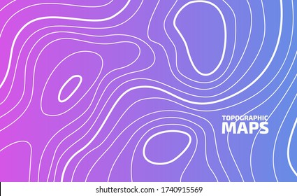 Contorno topográfico de alta altitud en el estilo de cables conectados. El concepto de patrón geográfico condicional y topografía. Brisa de madre de perla, interconectada. Ilustración vectorial.