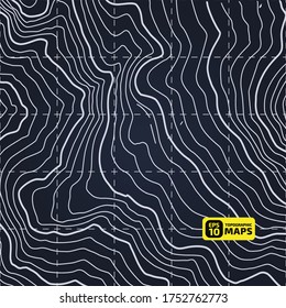 High-altitude topographic contour in the style of connected wires. The concept of a conditional geographical pattern. Real Map of the highlands on a dark blue background. Vector illustration.