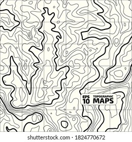 Contorno topográfico de alta altitud en el estilo de cables conectados. Concepto de patrón geográfico condicional y topografía. Blanco y negro. Cibersistemas, interconectados. Ilustración vectorial.