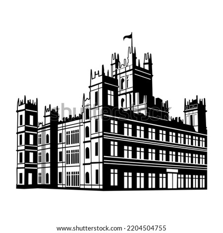 Highclere Castle building illustration design vector