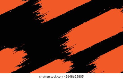 Plano de fundo abstrato de alto contraste com traçados de pincel laranja em negrito sobre uma base preta. Ideal para projetos criativos, cartazes ousados e designs visuais modernos impressionantes.