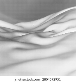 A high-contrast abstract background featuring a sophisticated halftone pattern made of small square pixels. The design creates a sense of digital distortion and motion, blending light and dark areas through varying dot densities. This modern graphic element is perfect for technology-themed projects, print design, posters, web banners, and artistic textures. The clean monochromatic style offers a versatile look for creative layouts requiring a structured yet dynamic visual texture.