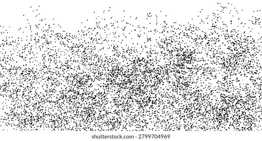 High-contrast abstract black noise texture featuring dense random particles and grainy speckled pattern, ideal for backgrounds, overlays, graphic design, vintage effects, and artistic textural elements.