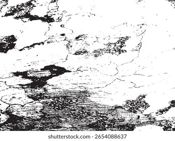 A high-contrast, abstract grunge texture featuring a distressed, cracked surface with scattered black particles. This silhouette style creates a dramatic and textured visual.