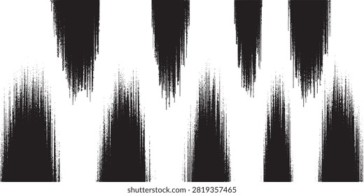 High-contrast abstract image featuring repeating vertical black brush strokes on a white background, creating a grunge ink texture and striped pattern ideal for backgrounds, design, and editorial use.
