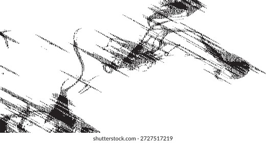 Una Imagen monocromática abstracta de alto contraste con líneas enérgicas y garabateadas y Elementos texturizados, creando una sensación de movimiento y energía en bruto.