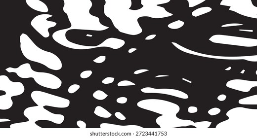 Un patrón abstracto de alto contraste con Formas orgánicas e irregulares en blanco y negro, creando una sensación de movimiento y flujo.