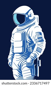 high-contrast astronaut illustration. cosmonaut. spaceman.