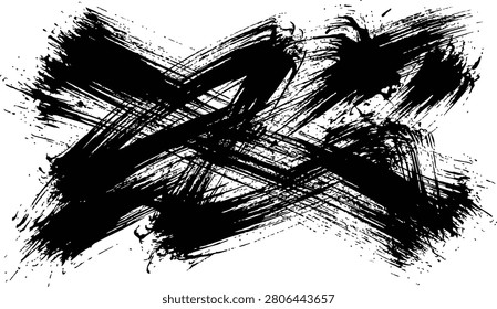 High-contrast black brushstrokes create a chaotic yet compelling abstract texture, ideal for backgrounds, overlays, or adding edgy visual impact to designs.