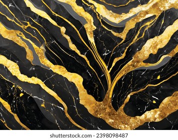 High-Contrast Black and Gold Marble Background Design