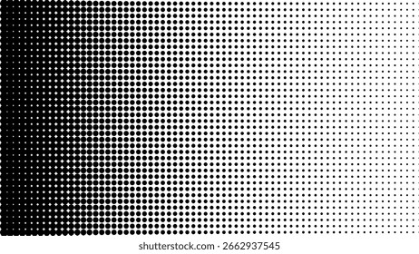 High-contrast black halftone gradient background, perfect for retro, pop art, or modern graphic design projects.
