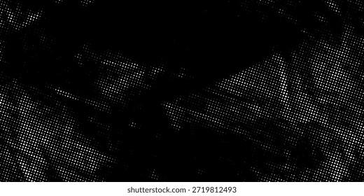 Patrón de semitono negro de alto contraste con puntos en capas y formas abstractas ásperas. Perfecto para diseños editoriales, portadas de álbumes, imágenes de arte callejero y Diseño gráfico contemporáneo.