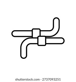 High-contrast black pipe fitting connector illustration with two perpendicular joints, clean lines, and professional technical design for engineering or plumbing projects.
