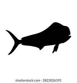 A high-contrast black silhouette of a fish, highlighting its streamlined body and fins, set against a plain white background for versatile use.